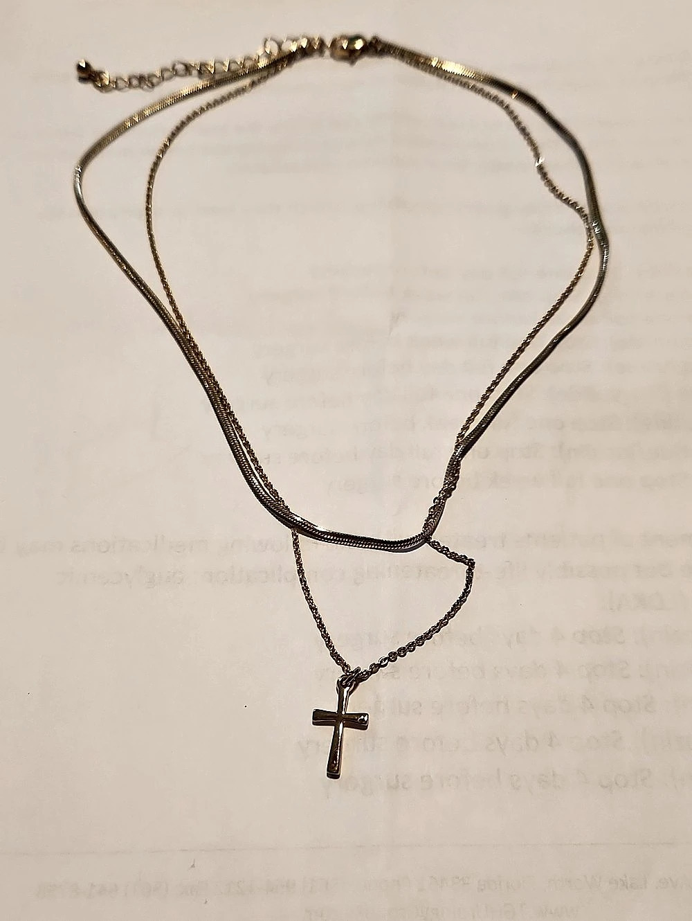 Gold-Tone Layered Cross Pendant Necklace Like New